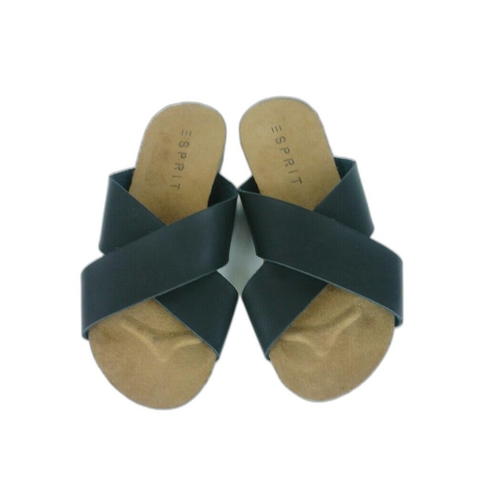 Vintage Y2K Esprit Bounty Black Criss-Cross Cork Slide Sandals Size 6M NEW